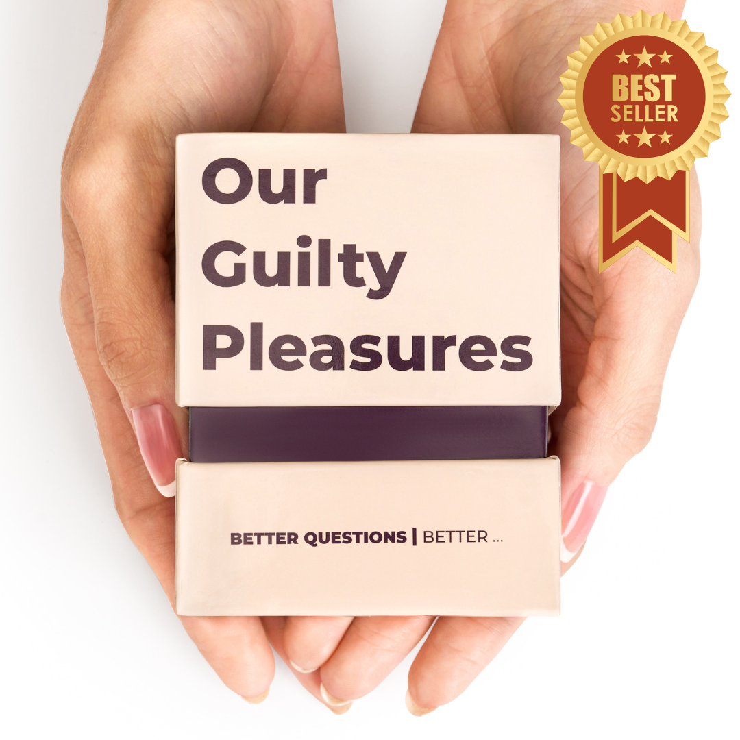 Hand holding a product box titled 'Our Guilty Pleasures' with a 'Best Seller' badge.